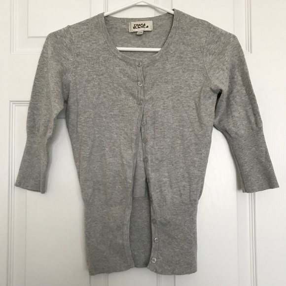 Y2K Costa Blanca Button Cardigan Top Blouse XS Light Grey Half Sleeve - Picture 1 of 9